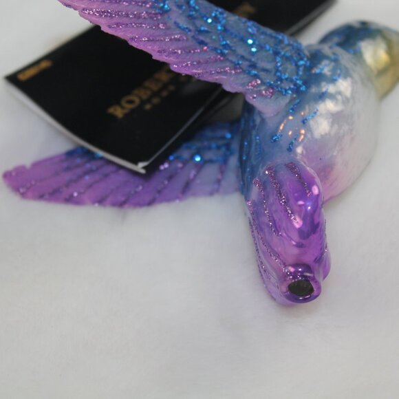 Robert Stanley Hummingbird Christmas Ornament Blown Glass Blue Purple 4.5" NWT - Picture 4 of 6